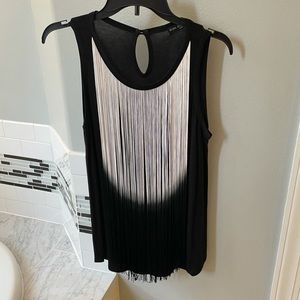 Ombré fringe tank top